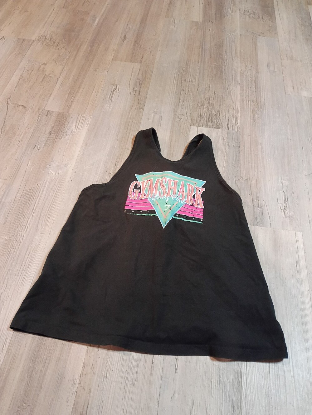 80s Retro Gymshark Black Tank Top with Pink and Teal Logo | Limited Edition